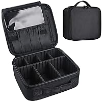 Travel Makeup Case, Cosmetic Train Case Organizer Portable Artist Storage Makeup Bag with Adjustable Dividers for Cosmetics Makeup Brushes Toiletry Jewelry Digital Accessories - Black