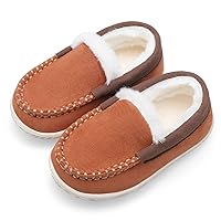 Scurtain Unisex Kids Toddler Slippers Suede Moccasin Slippers for Boys Girls Baby Lined with Warm Fur