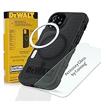 DEWALT Phone Case/Screen Protector Kit — Magnetic Case for iPhone 13 Pro — Tempered Glass Screen Protector Included — MagSafe Compatible Phone Case — Protective Impact & Scratch Resistant — Black