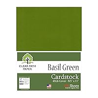 Basil Green Cardstock - 8.5 x 11 inch - 65Lb Cover - 100 Sheets - Clear Path Paper