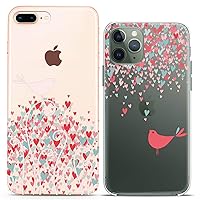 Matching Couple Cases Compatible for iPhone 15 14 13 12 11 Pro Max Mini Xs 6s 8 Plus 7 Xr 10 SE 5 He Pattern Tender Birds Best Friend Cute Art Mate Teen Silicone Pair Cover Clear Girlfriend Gift