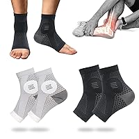2Pairs Upgraded Neuropathy Socks for Women Men Ankle Compression Sleeve Pain Relief Compression Socks, Diabetic Neuropathy Sock Plantar Fasciitis Relief Black Gray XL