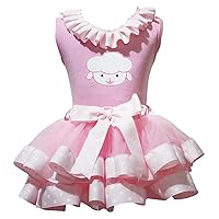 Petitebella Easter Dress Little Sheep Shirt Pink Polka Dots Ribbon Pink Petal Skirt Nb-8y