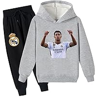 Unisex Child Belingham Fleece Pullover Hoodie and Sweatpants 2Pcs Outfit-Real Madrid Long Sleeve Tracksuit Baggy Tops