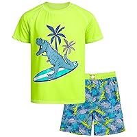 Boys' Rashguard Set - Short Sleeve Swim Shirt and Bathing Suit Set (Size: 5-12)