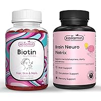 Nootropic Vitamin Brain Matrix- Ginkgo Biloba, Huperzine A, Bacopa Monnieri, L-Carnitine, Phosphatidylserine + Biotin Vitamin B7 Gummies for Hair Skin & Nails - 5000 mcg per Serving