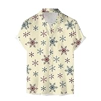 Christmas Shirts for Men Short Sleeve Vintage Bowling Shirt Hawaiian Shirts Mens' Tops, Tees & Shirts