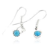 $60Tag Certified Silver Navajo Natural Turquoise Native Dangle Earrings 27233 Made By Loma Siiva
