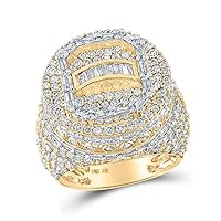 The Diamond Deal 10kt Yellow Gold Mens Round Diamond Statement Circle Ring 5-1/4 Cttw