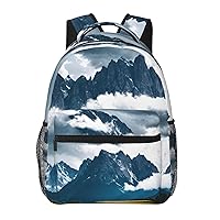 Landscape with Mountains and Clouds print Lightweight Bookbag Casual Laptop Backpack for Men Women College backpack