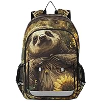 ALAZA Vintage Sloth Sunflowers Backpack Bookbag Laptop Notebook Bag Casual Travel Daypack for Women Men Fits15.6 Laptop