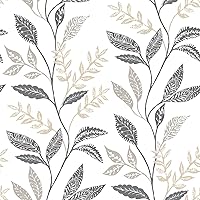Roommates RMK12178PLW White Cottage Vine Peel and Stick Wallpaper, Grey, Taupe