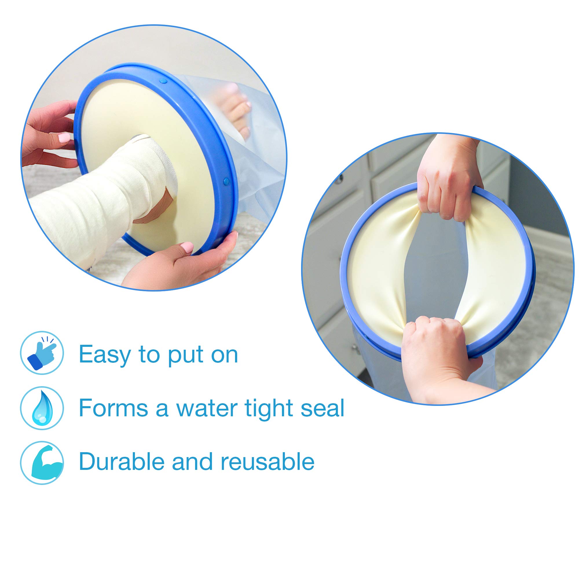 DMI Waterproof Cast Cover Wound Barrier and Bandage Protector Reusable with a Watertight Seal for Showers Baths & Pools Fits Adult Small Leg up to 23 Inches in Length, Short Leg