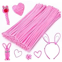 Caydo 200 Pieces Pink Pipe Cleaners Craft Chenille Stems for Valentine's Day Gift, DIY Art Creative Crafts Projects Decoration(6 mm x 12 Inch)