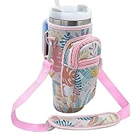 Water Bottle Carrier Bag Sleeve for Stanley Quencher 40oz Tumbler with Handle, Neoprene Water Bottle Sling Bag Sleeve Holder Carrier with Adjustable Shoulder Strap,Stanley Cup Accessories