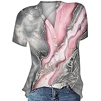 Women's Sexy Tops Casual Printed V-Neck Short Sleeved Shirt Pullover Loose Blouse Tops 3/4 Sleeve Tops, S-3XL