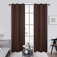 Deconovo Grommet Blackout Curtains for Bedroom, Room Darkening Thermal Insulated Window Curtain, 42x95 Inch, Chocolate, 1 Panel