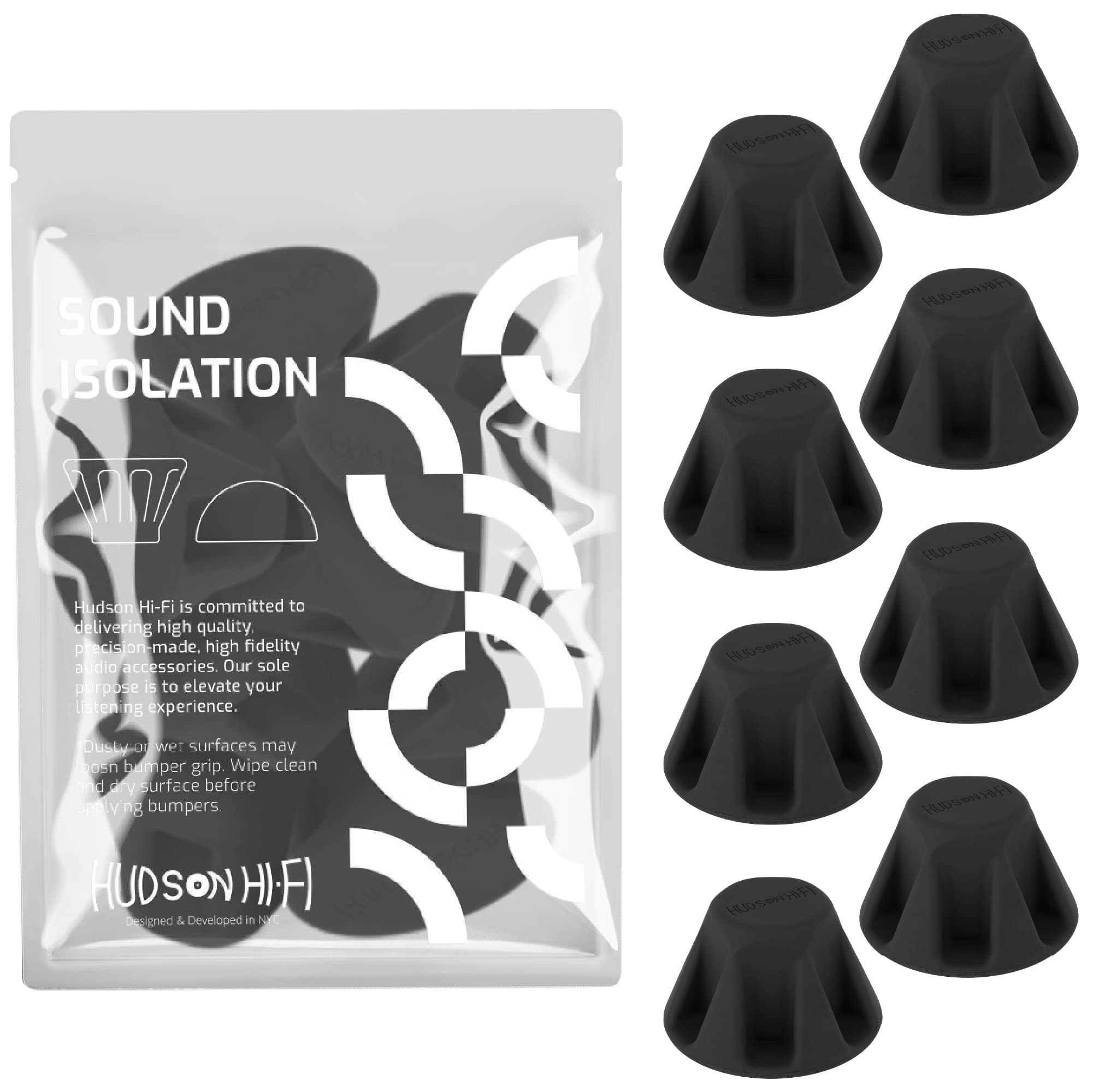 1.5” Bigfoot Isolation Feet - Non Adhesive Rubber Stoppers - 8 Pack Non-Skid Rubber Bumpers for Turntable Isolation - Anti Vibration Pads - 50 Duro