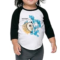Deftones Owl Metal Rock Band Toddler Unisex Raglan Shirt Printed Baseball Uniform 3/4 Sleeve Black