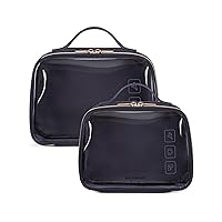 BAGSMART Clear Makeup Bags, 2 Pack TSA Approved Toiletry Bag with Handle Large Opening, Cosmetic Bag Organizer, Quart Size Travel Bag for Toiletries, Carry-on Travel Accessories Essentials,Black-2pcs