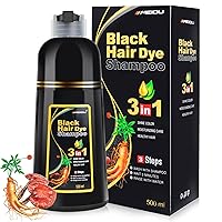 MEIDU Black Hair Dye Shampoo for Color Coverage and Hair Care Women's Hair Dye Shampoo - Hair Color Shampoo for Covering White Hair （500ML）