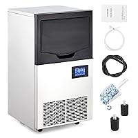 Commercial Ice Maker Machine-Freestanding/Under Counter Stainless Steel Ice Machine, 90Lbs/24 Hour with 30Lbs Ice Storage Capacity, Self Cleaning - Ideal for Restaurant, Bar, Cafe, Shop, Home, Office.