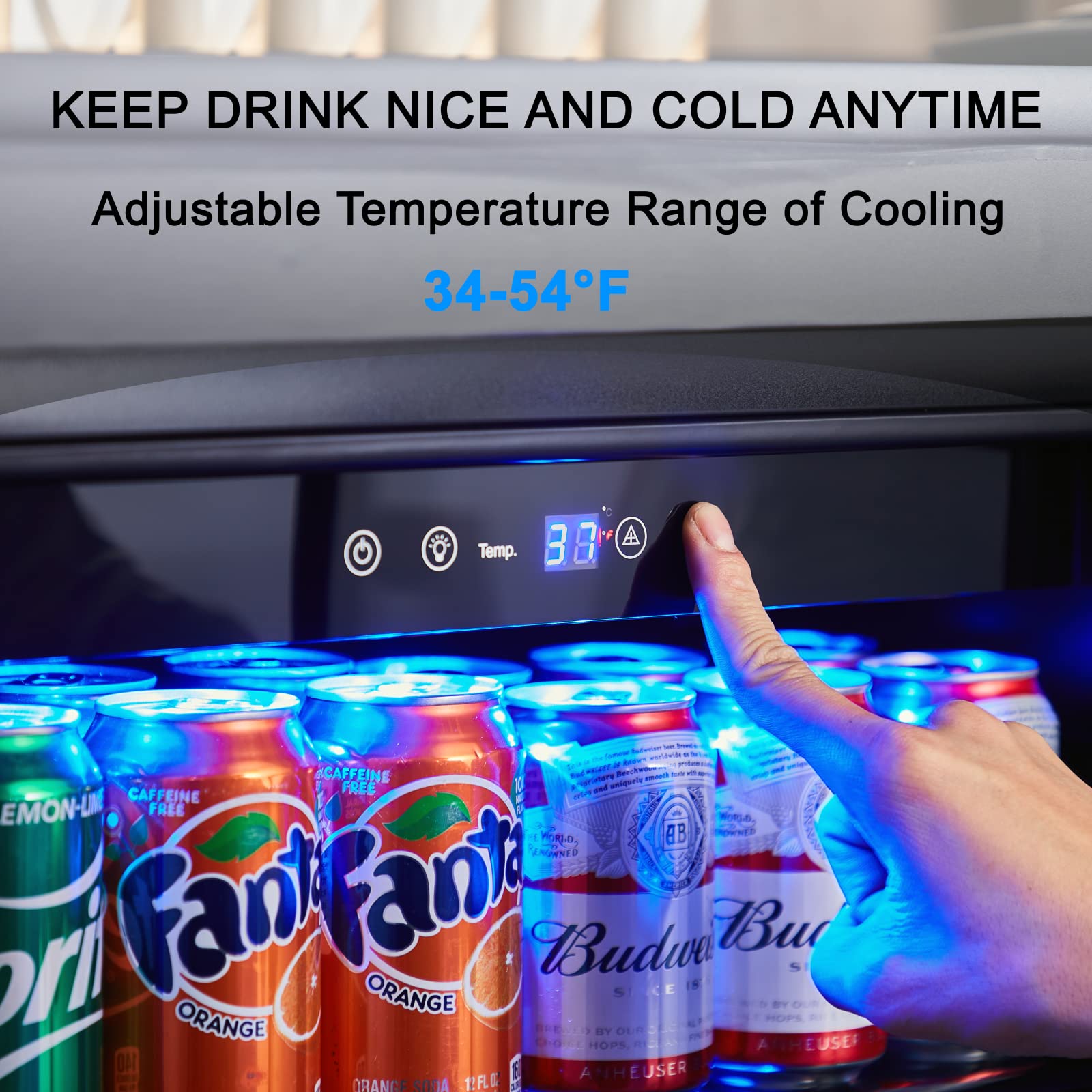 Yeego 24 Inch Beverage Refrigerator, 180can Beer Fridge Removeable Racks emperature 37-65°F, Beverage Cooler Built in Counter or Freestanding, with Glass Door, Lock, Quiet Operation