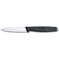 Victorinox 3.25 Inch Paring Knife with Straight Edge, Spear Point, Large Handle, Black