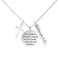 Bible Verse Cross Pendant 𝐂𝐡𝐫𝐢𝐬𝐭𝐢𝐚𝐧 𝐍𝐞𝐜𝐤𝐥𝐚𝐜𝐞𝐬 Prayer Charm Faith Religious Birthday Christmas Jewelry for 𝐖𝐨𝐦𝐞𝐧