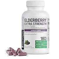 Bronson Elderberry Extra Strength, Supports Healthy Immune System & Antioxidant Protection, Non GMO, 180 Vegetarian Capsules