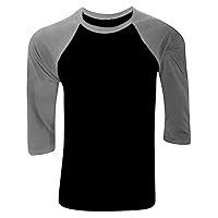 Canvas Mens 3/4 Sleeve Baseball T-Shirt (XS) (Black/Deep Heather Gray)