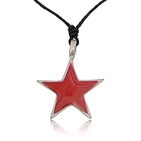 Communist Red Star Silver Pewter Charm Necklace Pendant Jewelry