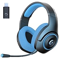 Wireless Gaming Headset, 2.4GHz USB Gaming Headphones for PC, PS4, PS5, Mac with Bluetooth 5.2, 40H Battery Life, Detachable Microphone, 3.5mm Wired Jack for Xbox(Light Blue)