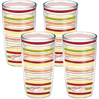 Tervis Made in USA Double Walled Fiesta Insulated Tumbler Cup Keeps Drinks Cold & Hot, 16oz - 4pk, Sunny Stripes