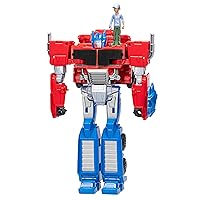 Transformers Toys EarthSpark Spin Changer Optimus Prime 8-Inch Action Figure with Robby Malto 2-Inch Figure, Robot Toys for Ages 6 and Up