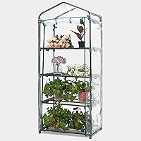 Mini Greenhouse, 4 Tiers Portable Gardening Greenhouse with Zippered Door for Indoor Outdoor Use (Transparent PVC Cover)