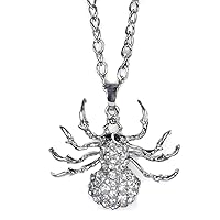 Star Power Jewel Encrusted Spider Necklace Silver One-Size (18