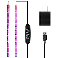 iPower 20W LED Plant Grow Light Strips Full Spectrum for Indoor Plants with Auto ON/Off 3/9/12H Timer, 10 Dimmable Levels 48 LEDs, Sunlike Grow Lamp for Hydroponics Succulent, 2 Tubes, Mix