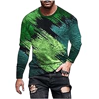 Mens Fall Pullover Tee Shirt Tie Dye Print Funny Tees Crewneck Long Sleeve T-Shirt Casual Hippie Sporty Tops Blouse