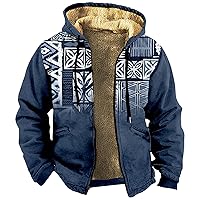 Men's Winter Warm Sherpa Fleece Lined Hoodies Comfy Vintage Thickened Jackets Casual Loose Western Jacket Coats