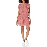 PAIGE Women's Cristina Dress Elastic Smocking Dropped Waist Flirty Tiered Skirt in Muted Brick Dust