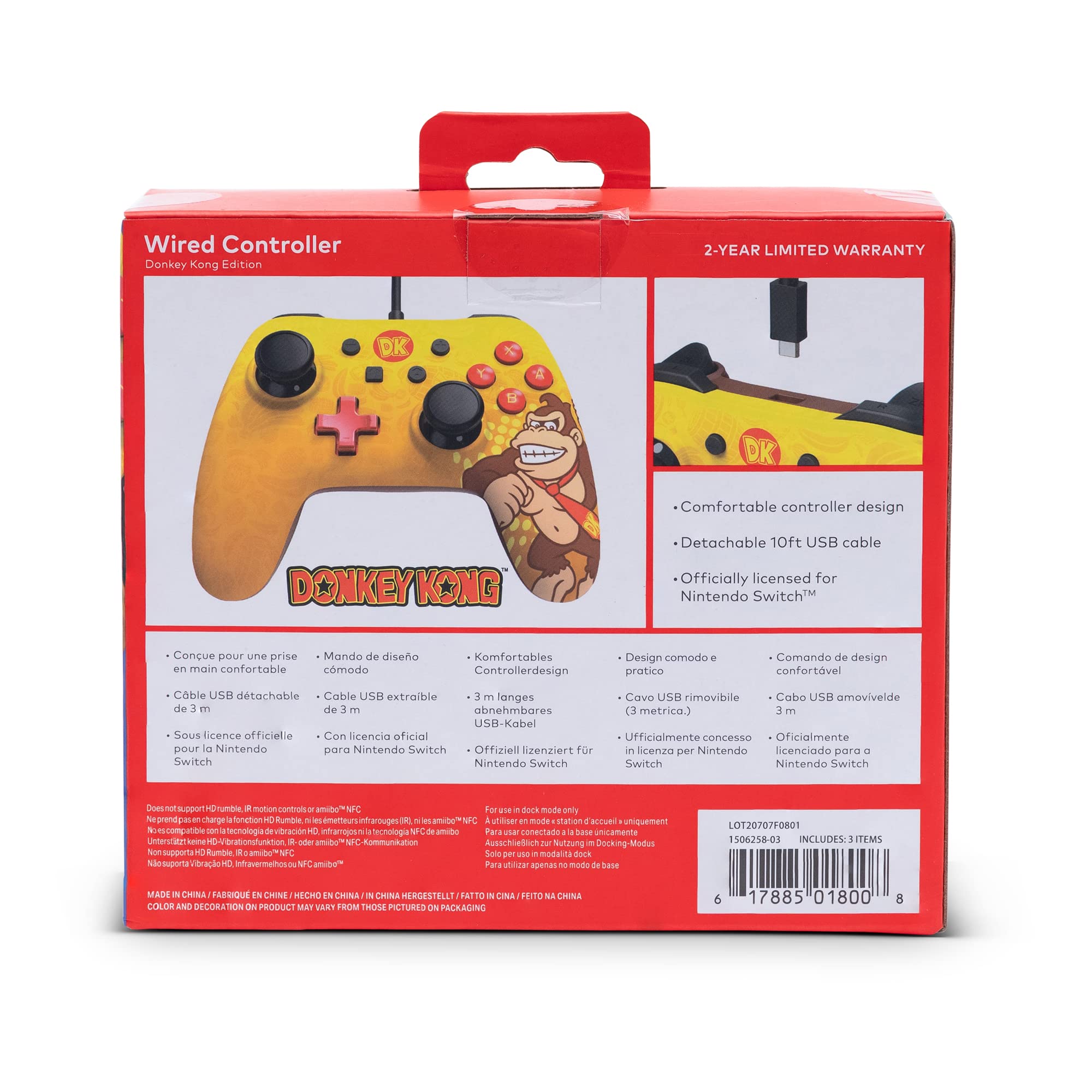 PowerA Wired Controller for Nintendo Switch - Donkey Kong, Gamepad, Game controller, Wired controller, Officially licensed