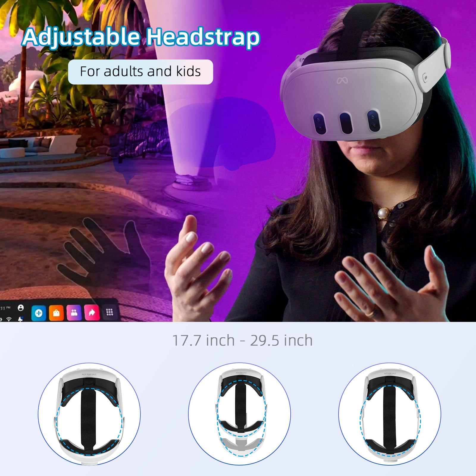 Head Strap Compatible with Oculus Quest 3,Meta Quest 3 Accessories Adjustable Elite Strap Replacement for Enhanced Comfort Support and Gaming Immersion in VR