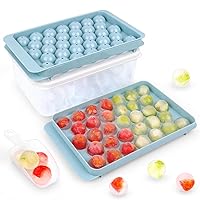 Ice Cube Trays with Lids for Freezer, 66 Sphere Ice Cube Tray with Bin Easy Release for Iced Coffee or Ice Drinks, Ice Tray with Ice Scoop Ice Cube Mold for Reusable Ice Cubes for Ice Bucket