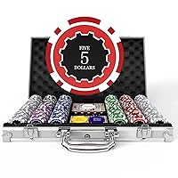 Casino Poker Set with Numbered Chips 300-Piece for Card Board Game, 11.5 Gram with Playing Cards Waterproof for Texas Hold'em, Blackjack Gambling, Card Club or Late Night Poker Games