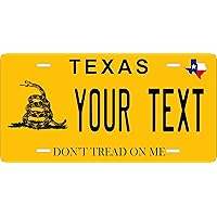 Texas Don't Tread On Me Personalized Custom Novelty Tag Vehicle Car Auto Motorcycle Moped Bike Bicycle License Plate