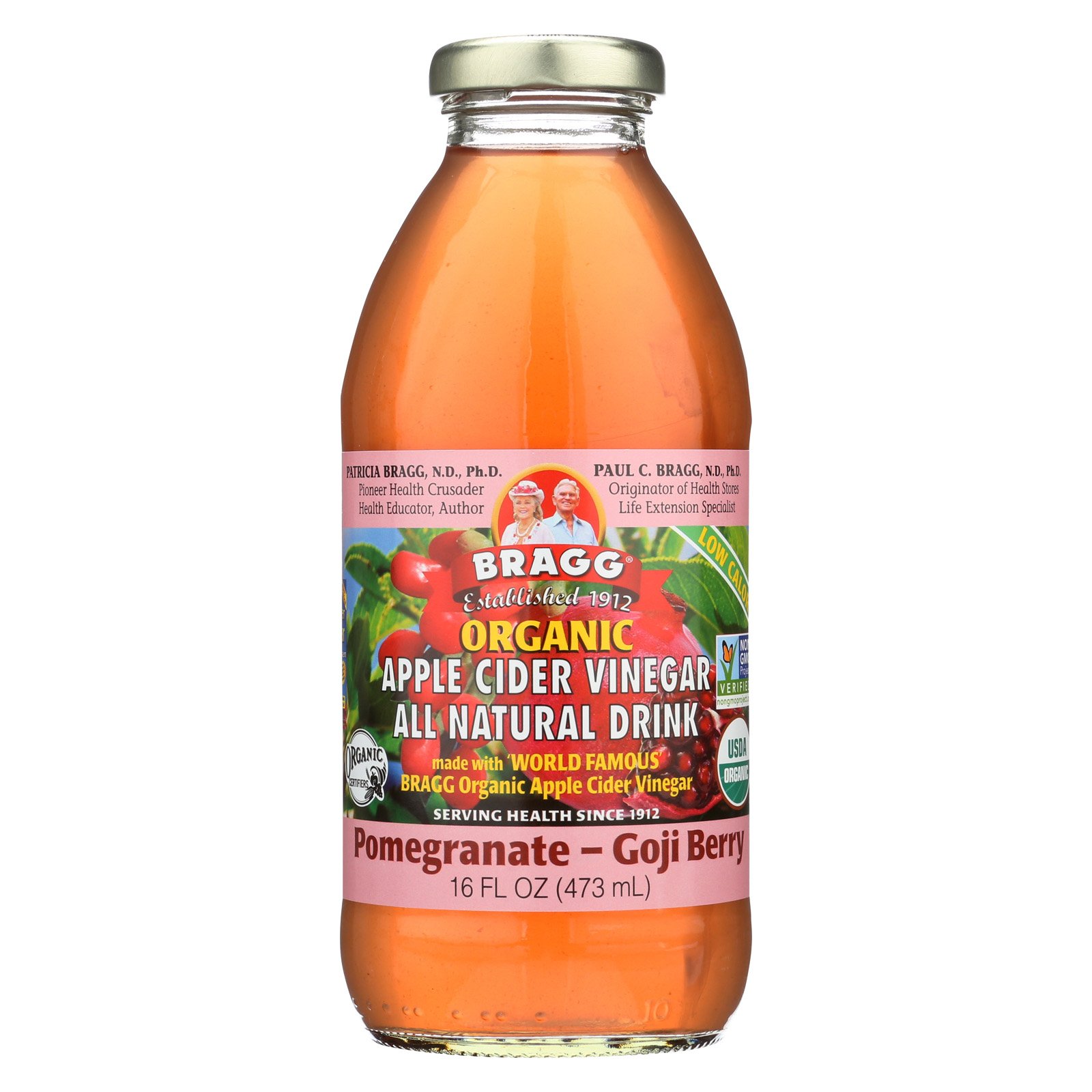 Bragg Organic Apple Cider Vinegar - Pomegranate and Goji Berry - Case of 12-16 Fl oz.