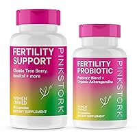 Pink Stork Fertility Supplement for Women and Probiotics for Conception, Support Hormone Balance with Inositol, Probiotics, Ashwagandha, Vitex, Folate, and Prenatal Vitamins - 1 Month Supply