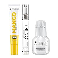 Mango Cream Remover for Eyelash Extensions 15g & Extra Bonder 15ml & Sensitive 5ml - Stacy Lash/Adhesive Dissolution Time - 60 Sec/Black Lash Extensions Glue/Sealer/Professional Supplies