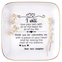 Mother of the Groom Gifts from Bride - Wedding Gifts for Mother in Law - Ceramic Jewelry Holder Ring Dish Trinket Tray - Thank You for Raising the Man of My Dreams